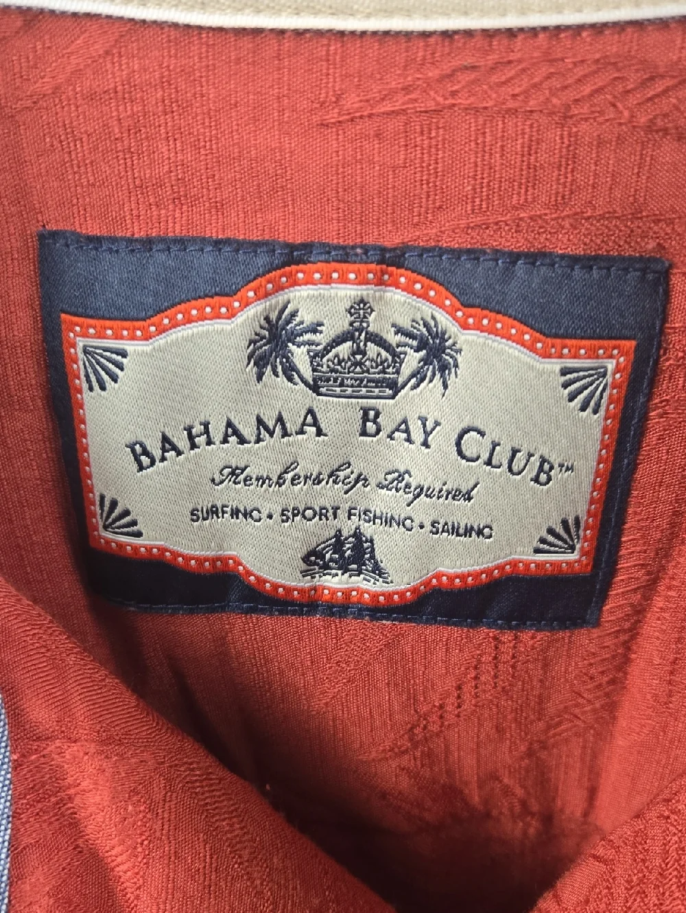 Bahama Bay Club Casual Men's Short-Sleeve Button-Up Shirt Rust Red Sz M Vacation